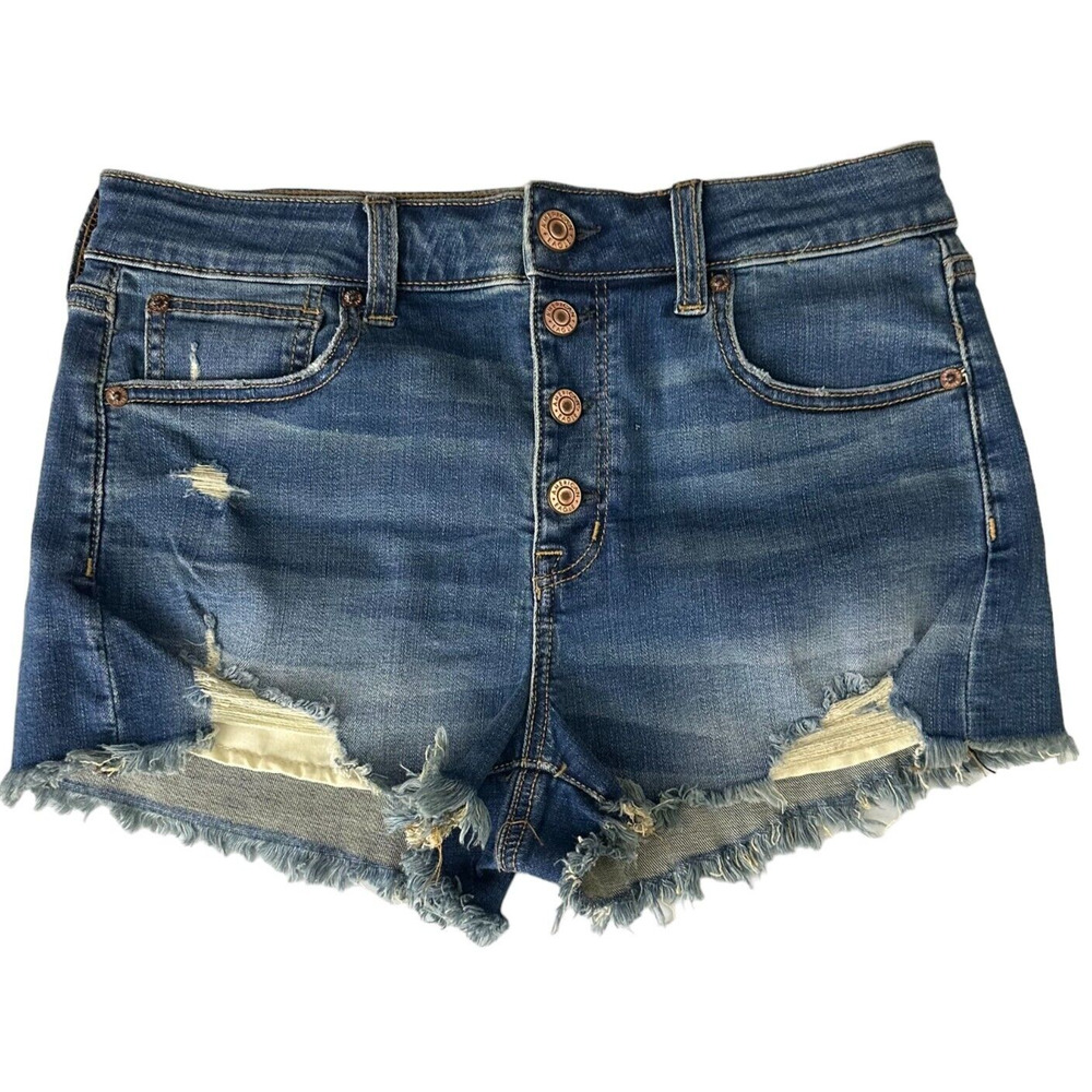American Eagle Outfitters Blue Distressed Jean Shorts